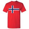 T-shirt Base in Cotone con Bandiera Europea della Norvegia - Rossa