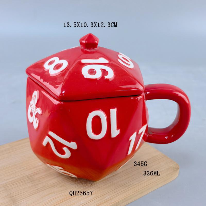 Mahjong Hall Dice Ceramic Cup Breakfast Cup Dice Coffee Cup Office Water Cup Creative Digital Mother Mug 301-400ml