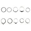 10Pcs/Set Knuckle Finger Rings Vintage Anti-rust Flower Hollow Women Jewelry for Camping