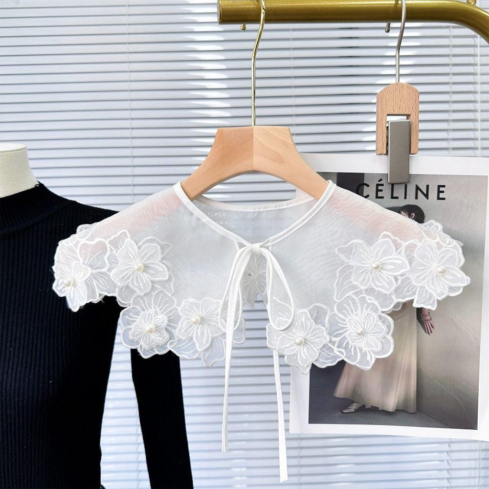 Organza Flower Fake Collar Exquisite Lace Neckline Shoulder Decoration Fake Collar Women/girls