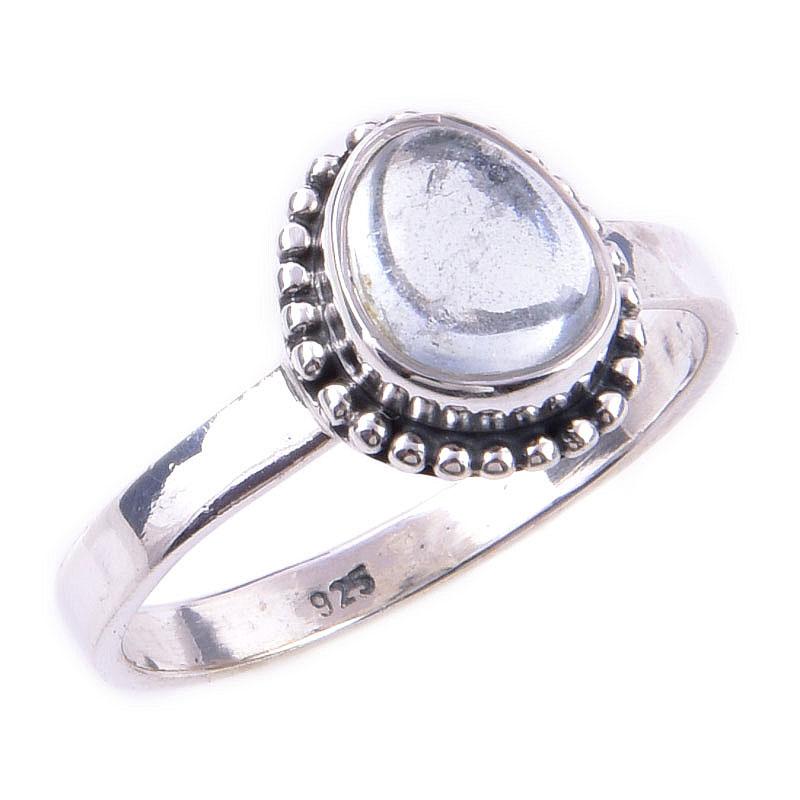 Pierre Précieuse Aigue-Marine Naturelle Fait Main Argent Massif Sterling 925 Bague Taille 8 s3e04