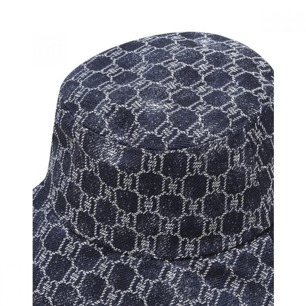 Daks Navy Logo Pattern Cotton Blend Denim Bucket Hat Dbhe4fp25n2