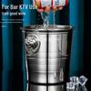 Stainless Steel Gold Ice Bucket with Creative Handle for Champagne, Beer, and Wine