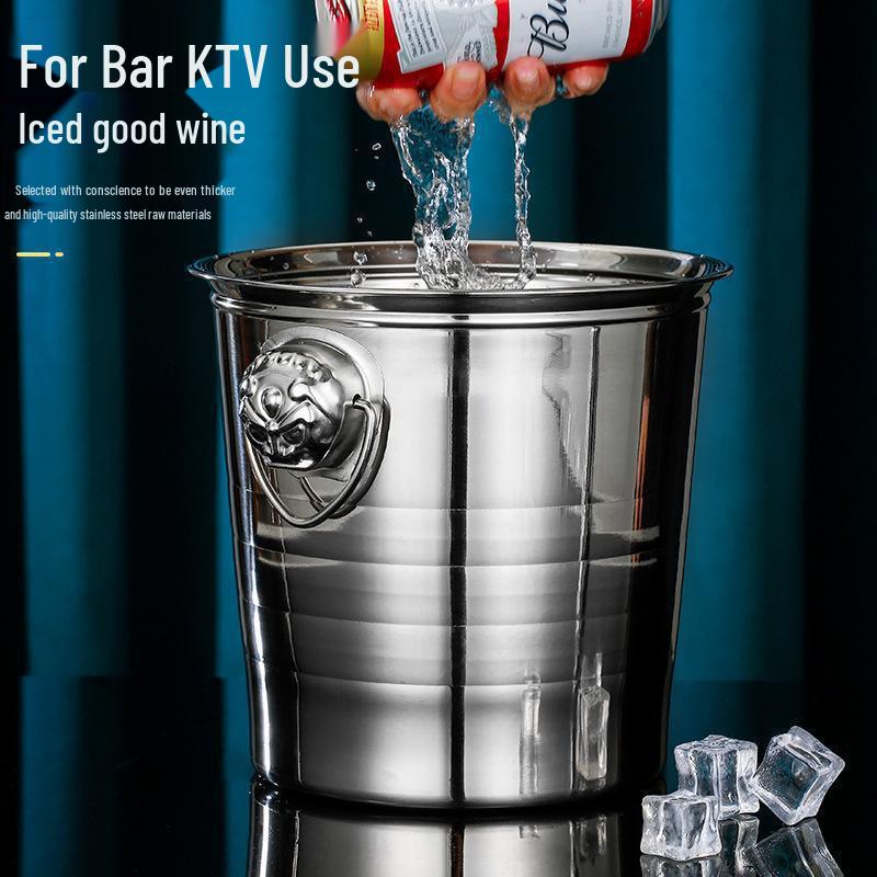 Stainless Steel Gold Ice Bucket with Creative Handle for Champagne, Beer, and Wine