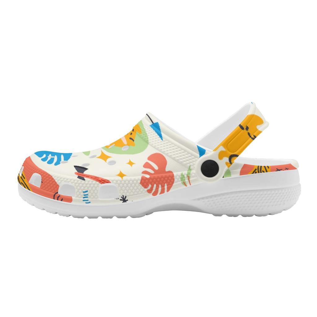 White Printed EVA Clogs Slippers Men Women Comfortable Breathable Slip On Casual Sandals Lightweight Soft Sole Summer Daily Wear