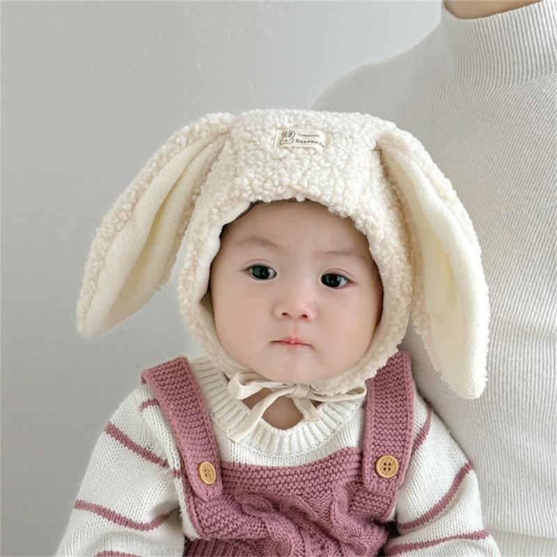 Cute Rabbits Ear Infant Hat With Thick Plush Hat Perfect For Cold Weather Headwear For Boys And Girls