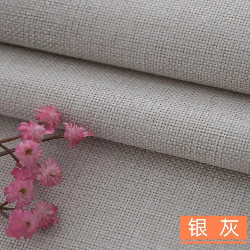 Thickened Cotton Linen Fabric Plain Weave Bamboo By The Meter for Sofa Bags Tablecloths Curtains DIY Sewing Cloth Wearable Black
