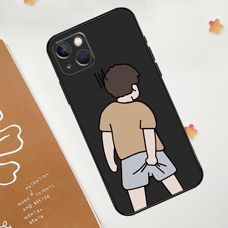 

Мультяшная пара Любовь Мальчик Девочка Чехол Для iPhone 16 15 14 13 12 11 17 Pro Max mini 16e 15 16 Plus 17 Air Funda Чехол iPhone 17 Pro
