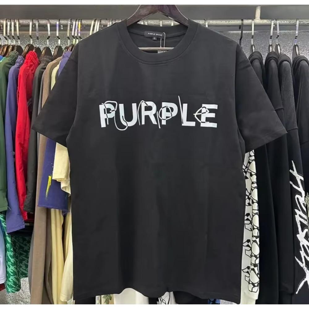 Purple Brand T Shirt Men Women Inset Crewneck Collar Regular Fit Cotton Print Tops US S-XL More Color