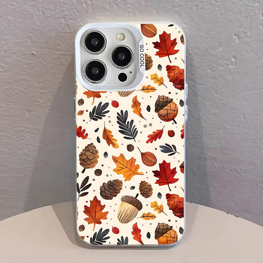 

Autumn Maple Leaf Pumpkin Phone Case For iPhone 17,16,13,12,11,15,14,Pro,Max,Plus,SE4,Air,Mini White IMD Matte iPhone13mini