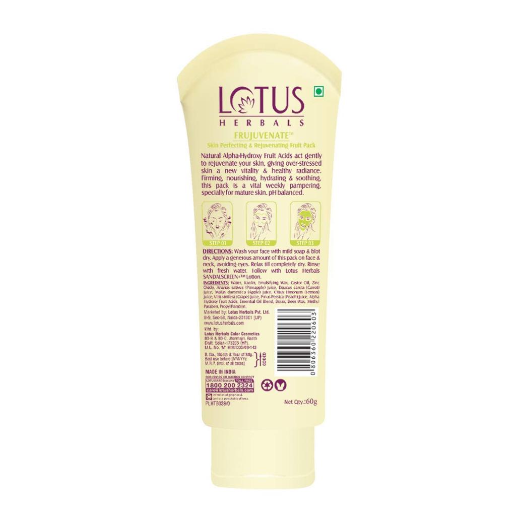 Lotus Herbals Frujuvenate Skin Perfecting & Rejuvenating Cream Fruit Pack, 60g