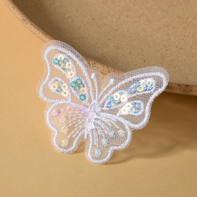 10/20pc Pearl Butterfly Lace Embroidered Wedding Clothes Jewelry Accessories Appliques For Sewing Supplies DIY Hair Clip