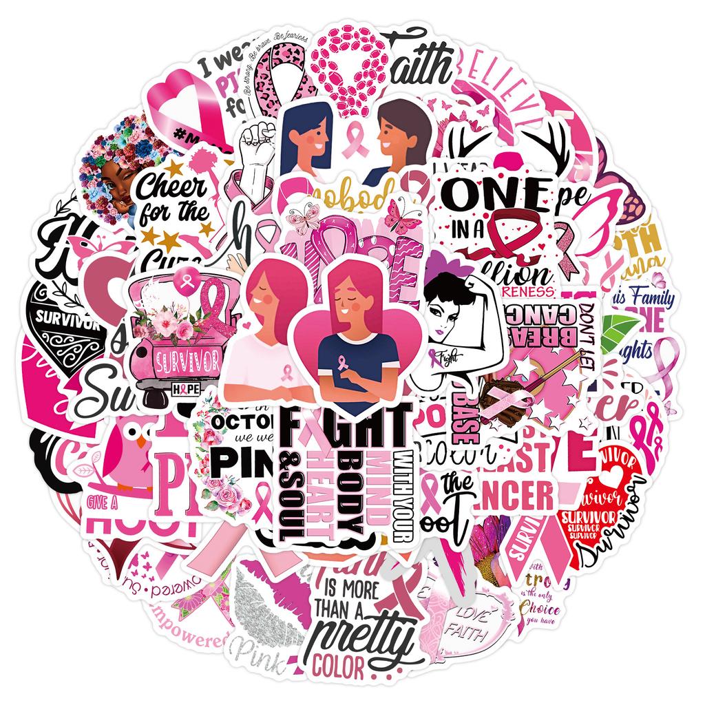 60 New Red Ribbon Red Ribbon Doodle Stickers Suitcase Notebook Water Cup Waterproof Stickers