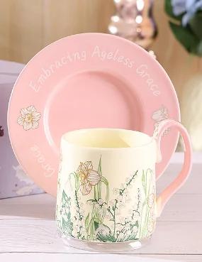 Flower Ceramic Coffee Cup and Dish Set Gift Box Water Cups Breakfast Cup Milk Mug Juice Mug Afternoon Tea Cups Coffee Mugs