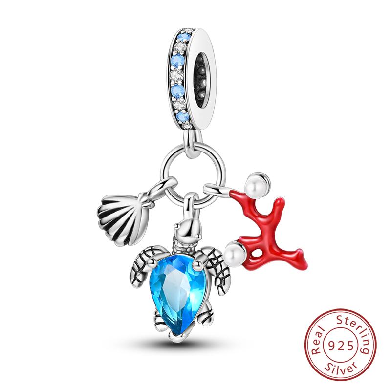 Copper Blue Ocean Ship Lighthouse Starfish Turtle Dolphin Charms Pendants Fit Qikaola Bracelets Diy Jewelry Gifts