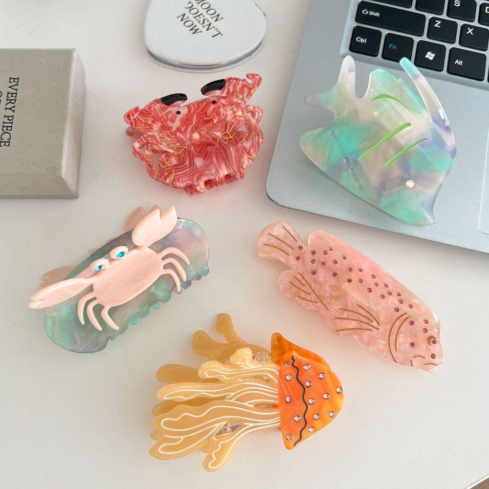 Korean Style Crab Fish Hair Claw Sweet Geometry Shark Clip Hairpin Ocean Animal Hair Clip Travel