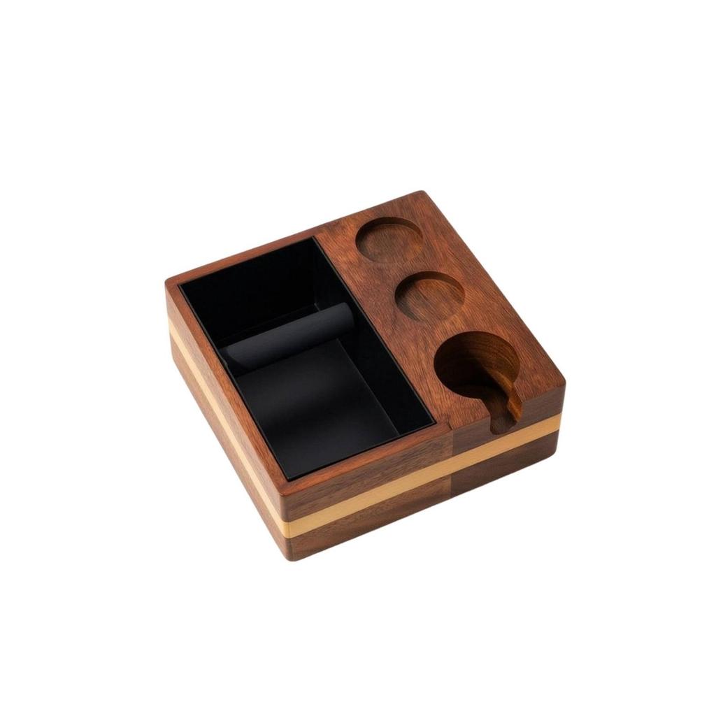 Coffee Grounds Bin with Tool Holder Wooden Tamping Station Functional Maker