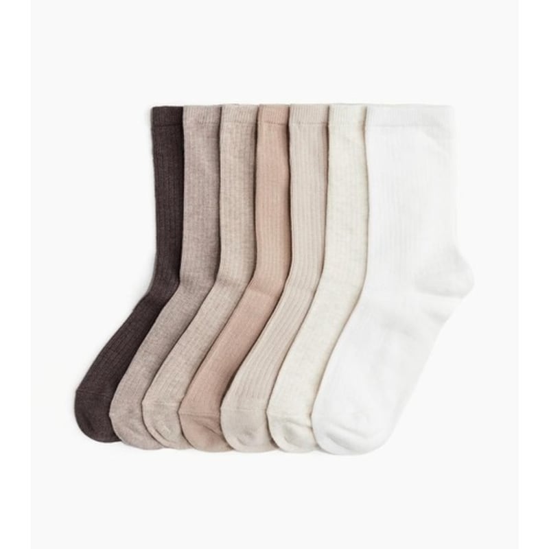H&M 7-Pair Sock Set White/Beige 0683001078