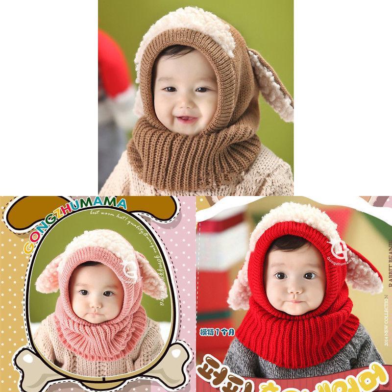 Toddler Knit Cap With Cute Dog Pattern For Kids Winter Warmth And Wind Resistance