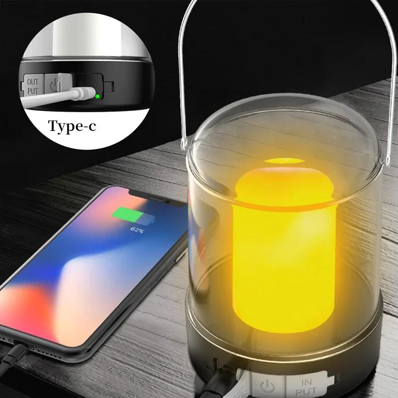 Type C Rechargeable Camping Light Portable Camping Lanterns Hanging Tent Light 3 Lighting Modes Outdoor Waterproof Travel Lamp