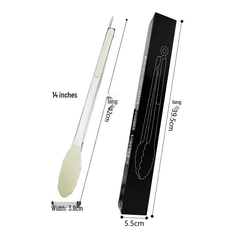 SMVP 14-inch Silicone Tipped Stainless Steel BBQ Tongs (3-Pack)