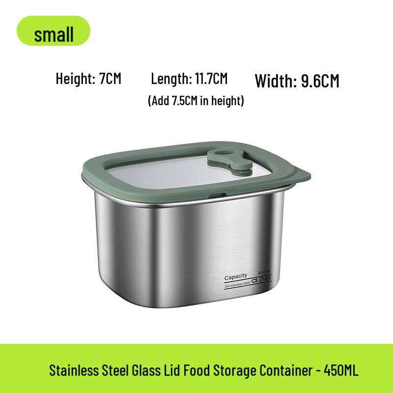 Yuedisi 304 Stainless Steel Rectangular Food Storage Container with Lid, 450ML
