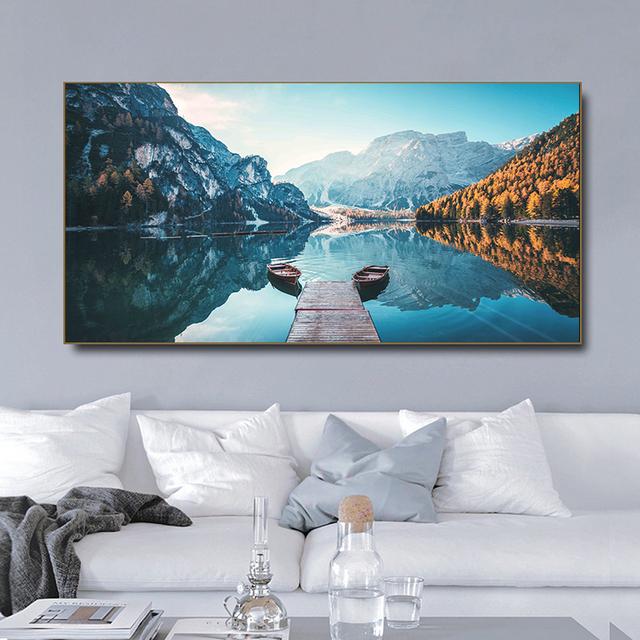 

Пейзаж Лодка Озеро Брес Италия Холст Картина Природа Изумрудные горы Плакаты и принты Настенные панно Домашний Декор Без Рамки 20cm×40cm NoFrame