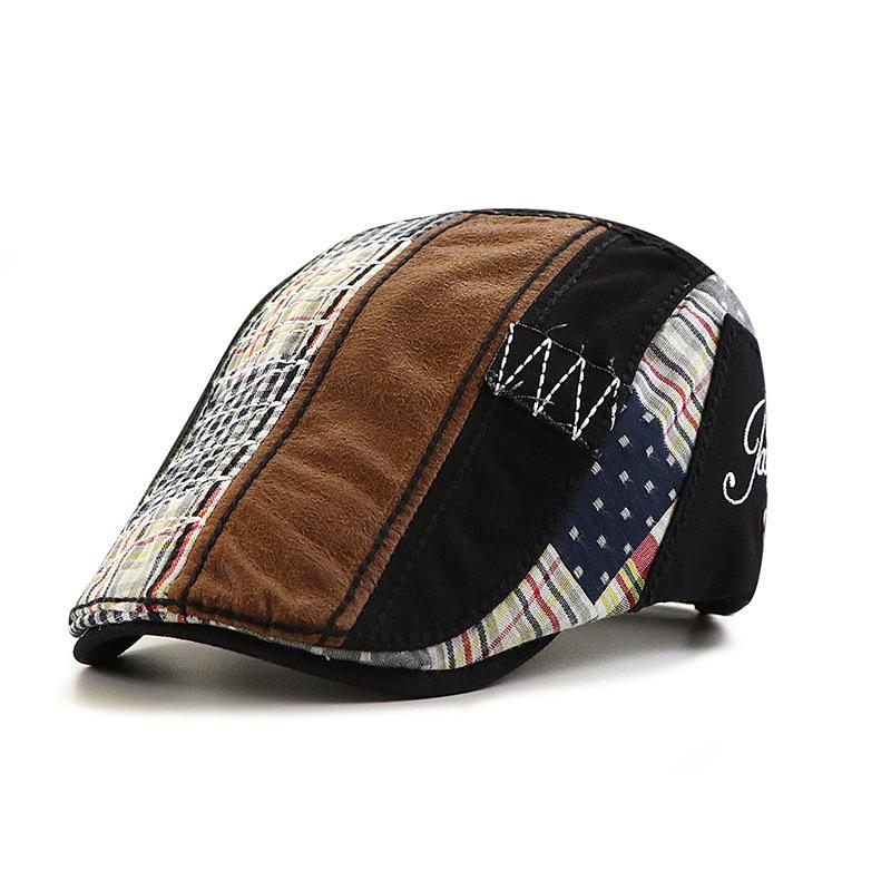 

Men s European American Casual Patchwork Beret Hat