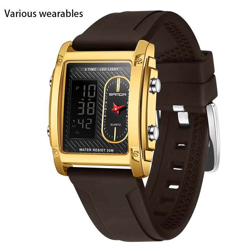 New Trend Double Display Watch Men's Business Waterproof Electronic Watch Light Luxury Quartz Steel Band Watch