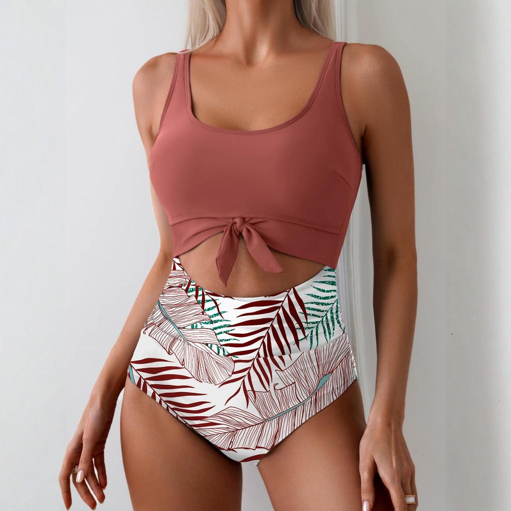 Women's Slim Fit Hollow-Out Tie-Waist One-Piece Swimsuit