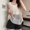 Bohemian Retro Sleeveless Layered Camisole Sweater - Summer Hollow Design for Women