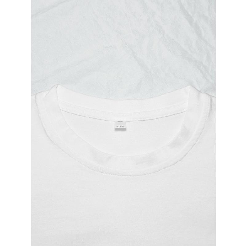 European sizes Girls' Casual Round Neck T-Shirt, Comfortable Fabric with Slight Stretch, Suitable for Spring and Summer Wear