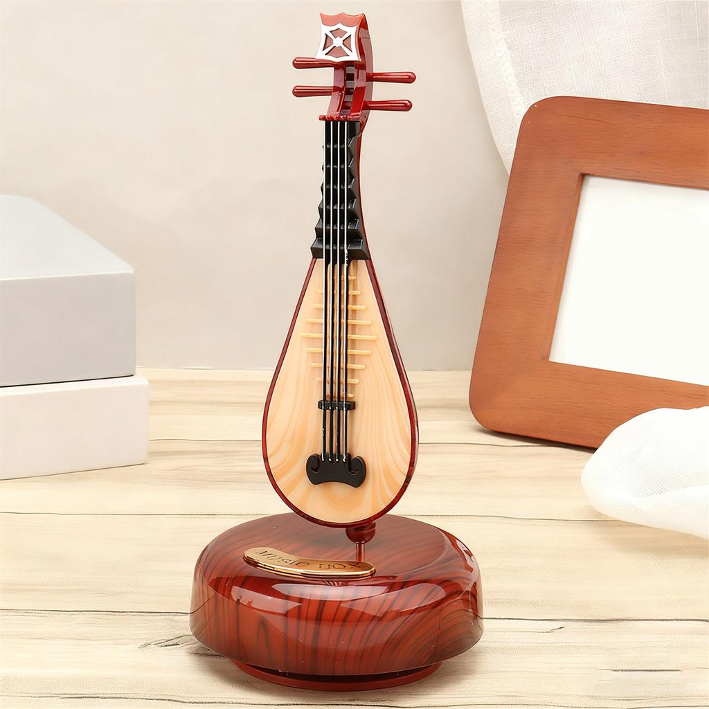 Violin Music Box,Wind Up Musical Box Violin with Rotatings Base,Mini Replicas Musical Instrument Model,Desktop Ornament