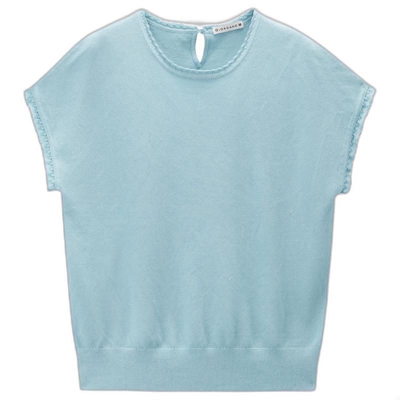 Giordano Women s Cotton Lace Flutter Sleeve Knit Top S