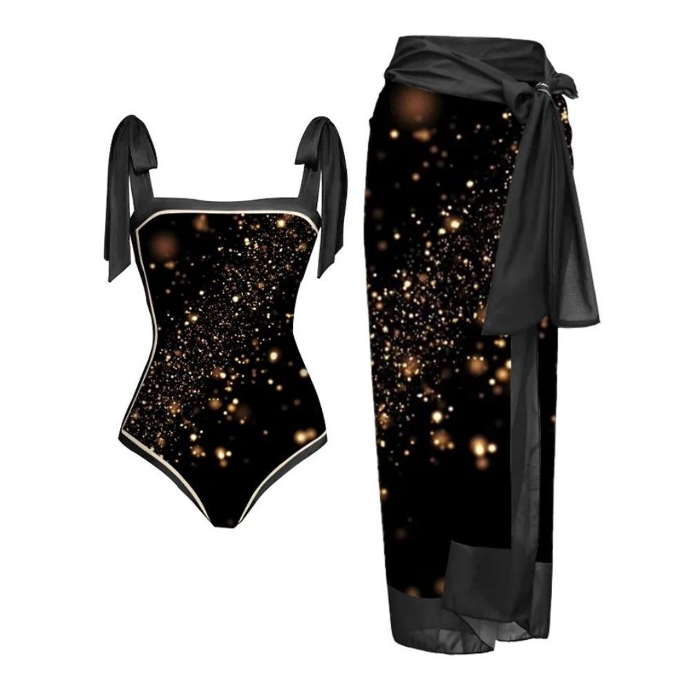 New One-piece Swimsuit Multi-color Printed Hip-wrapped Gauze Skirt Anti-light Two-piece Sunscreen Swimsuit