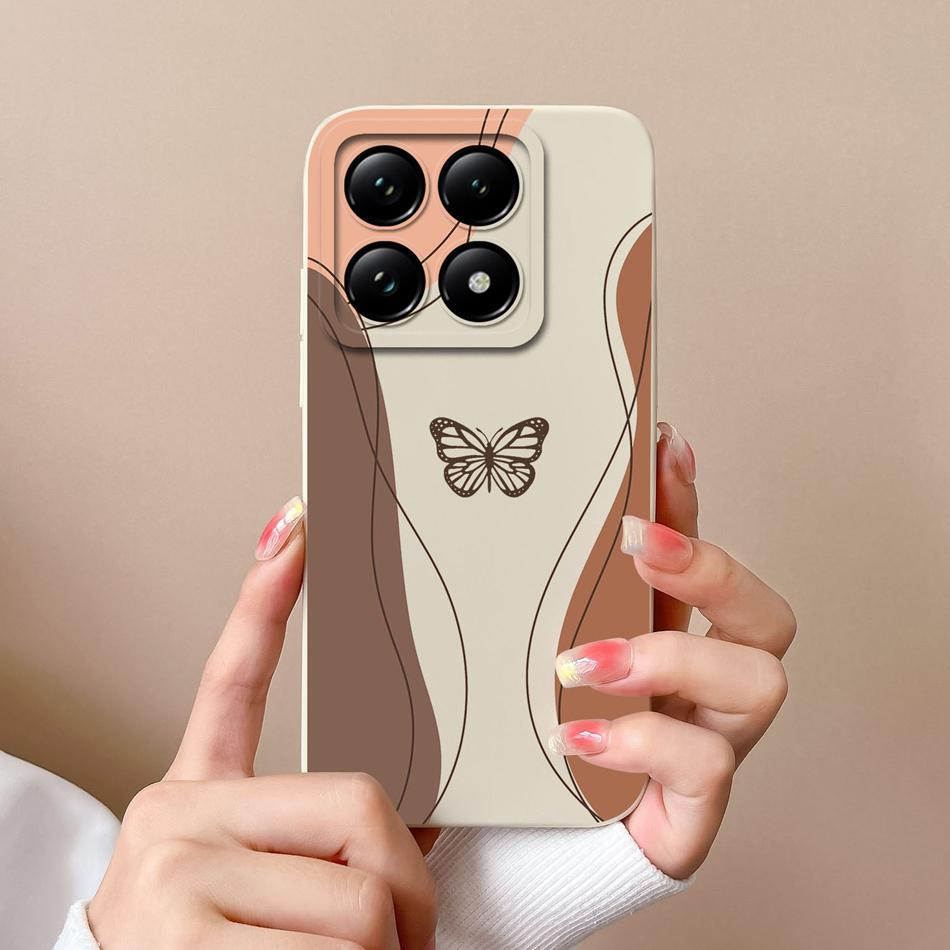 

For Xiaomi 14T Pro Case Butterfly Heart Phone Cover High Quality Liquid Silicone Camera Protection Shockproof Back Covers Funda Xiaomi 14T