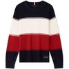 Cotton Casual Commuter Striped Loose Round Neck Pullover Knit Top Men Tops Black White Red MW0MW35651