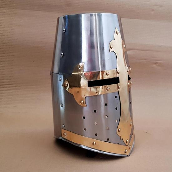 Medieval Crusader Knights Templar Armour Helmet Steel Brass Historical Collectible Costume Armor Gift