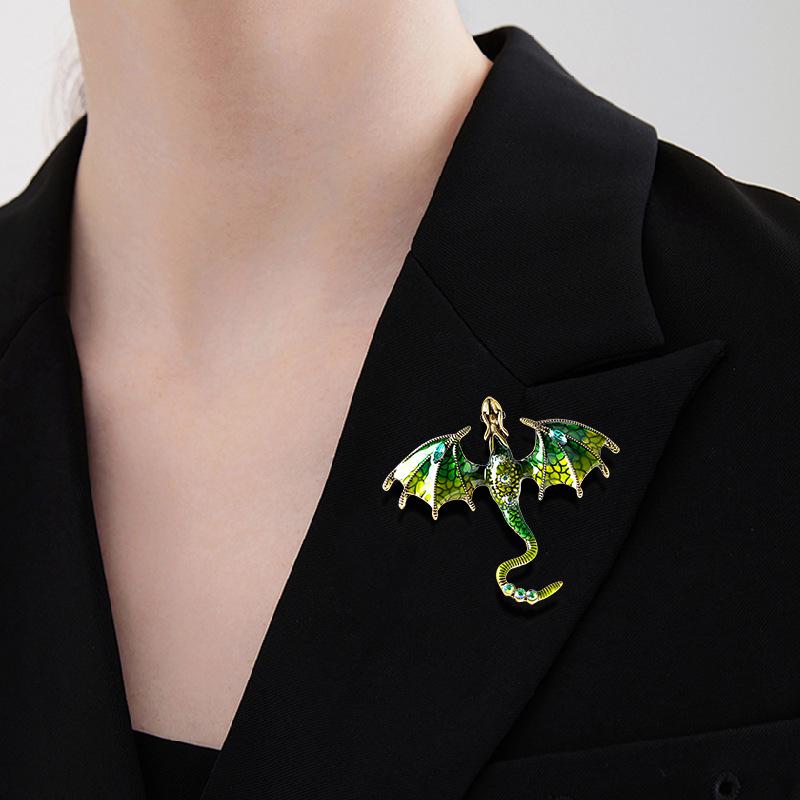 Retro Drip Oil Cartoon Dragon Brooch - Men's Suit Pin Accessory
