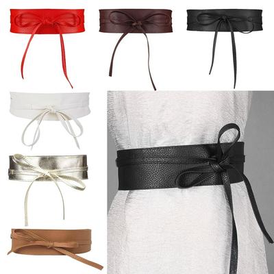 Luxury Bowknot Slim Fit Corset Waistband Leather Belt Ladies Dress Cummerbands Wide Waist Band