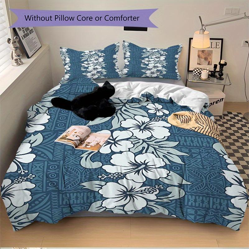 

3pcs Hibiscus Pattern, Bedding Set, Ideal for Home Use, Suitable for Bedroom Decor (1*Duvet Cover + 1/2*Pillowcases, No Core) yy250821228 135x200cm