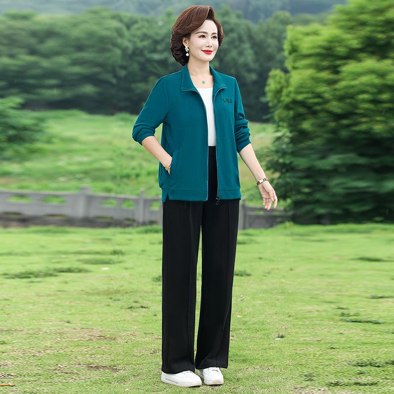 

Women s Stylish Spring 2026 Casual Two-Piece Set for Middle-aged and Elderly 3XL peacock синього кольору