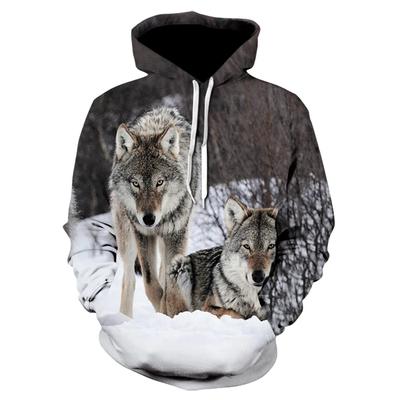 Naujas mados gyvūnų 3D spausdintas džemperis su gobtuvu vyrams ir moterims Sniegas Dvigubas vilkas Harajuku džemperis Personalizuoto dizaino džemperis
