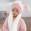 Cute Rabbit Ears Kids Winter Hat With Moving Ears And Warm Fleece For Girls Age 2 To 12