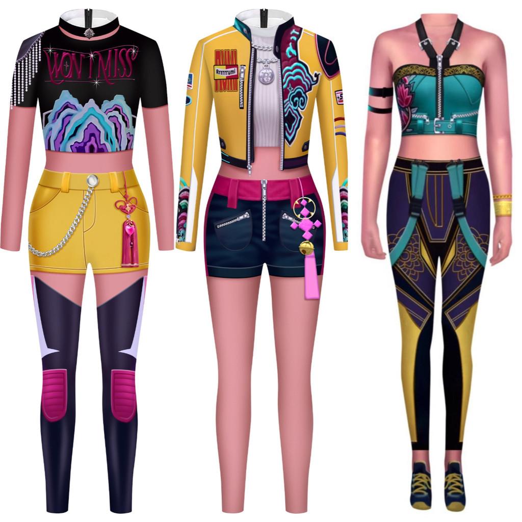 Vuxen Rumi Mira Zoey Tryck Jumpsuit Kvinnor Halloween Cosplay Kostym Karnevalsfest Scen Rollspelsklänning Utklädningsdräkt