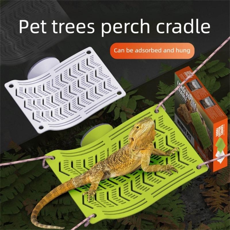 Elevated Reptiles Bedding ABS Climbing Perch With Powerful Suction Cups Lizards Lounger Hammock For Vivarium Decoration