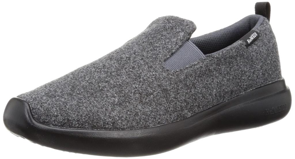 Remedy Japan Made 4E Charcoal Size Improves Foot Circulation and Relieves General Medical Men's Slip-On Sneakers, Wide, Gray, 25.0 cm, Fatigue.