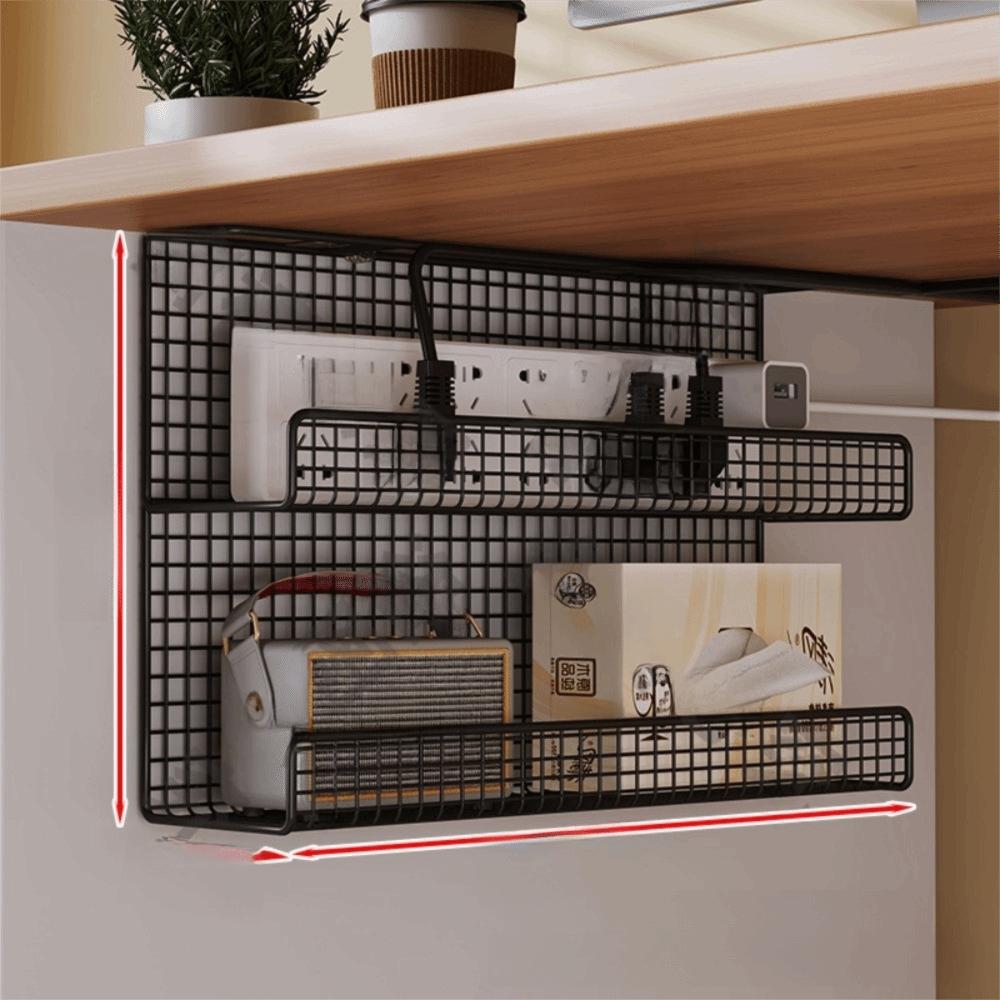 Adjustable Under-desk Cable Management Tray with Clamp Metal Desk Cable Organizer No Drill Wire Socket Storage Home