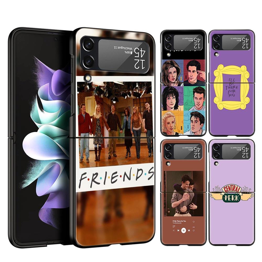 Friends Hard PC Phone Case For Samsung Galaxy Z Flip 7 6 5 4 Black Cover For Galaxy Z Flip 3 Foldable Fundas Shell Capas Coque