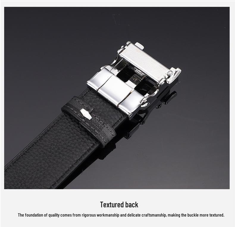 B Brand Men's Automatic Embossed Leather Belt - Versatile Business Style